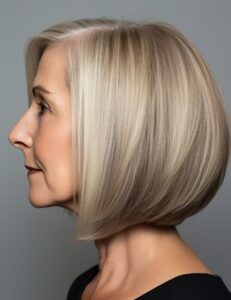 Boben passer til mange, her bilde av en kvinne med blond bob, forsiktig oppklippet for å skape en kledelig rund form.